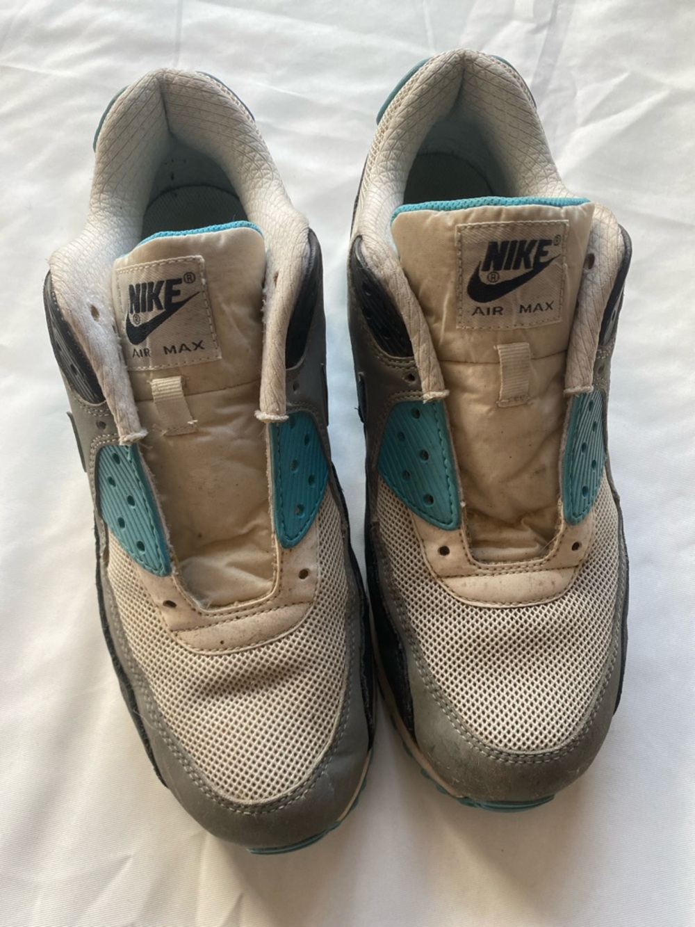 Nike Air Max Sneakers in White, Gray & Aqua Accents